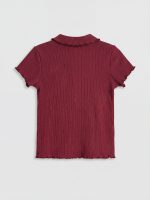 Polo Collar Printed Girls' Ribbed T-Shirt 2-Pack - Image 3