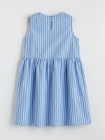 Crew Neck Striped Girls' Poplin Dress - Image 3