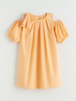 Crew Neck Girls' Poplin Dress