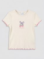 Printed Girls' Ribbed T-Shirt 2 Pack - Image 2