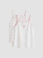 Square Neck Patterned Strappy Girls' Vest 2 Pack