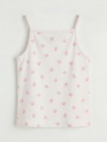Square Neck Patterned Strappy Girls' Vest 2 Pack - Image 3
