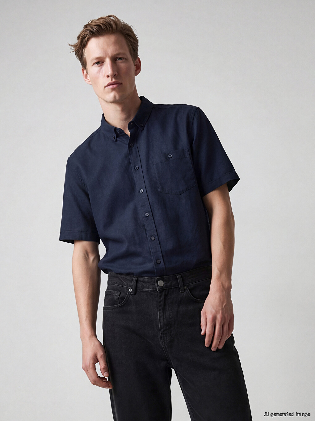 l_20261-s61850z8-rfh-99-76-96-188_a.jpg Regular Fit Linen Blend Men's Shirt - Image 1