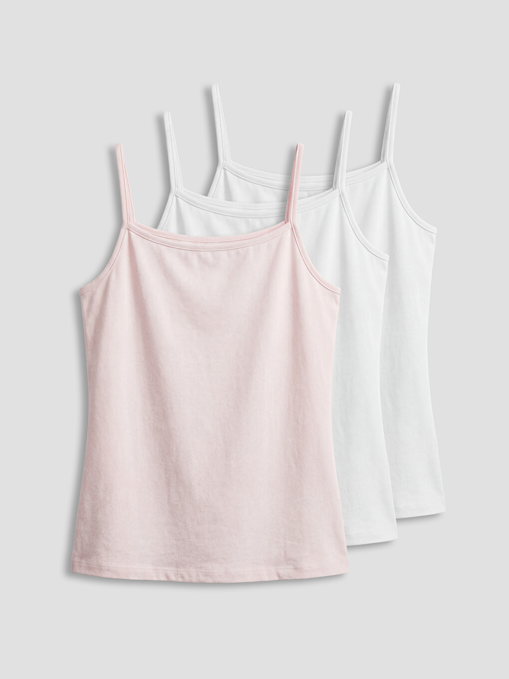 Square Neck Strappy Girls' Vest 3-Pack