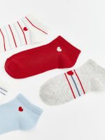 Heart Print Ankle Socks, Set of Five - Image 3