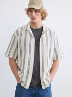 Regular Fit Camp Collar Striped Men's Shirt - Image 2