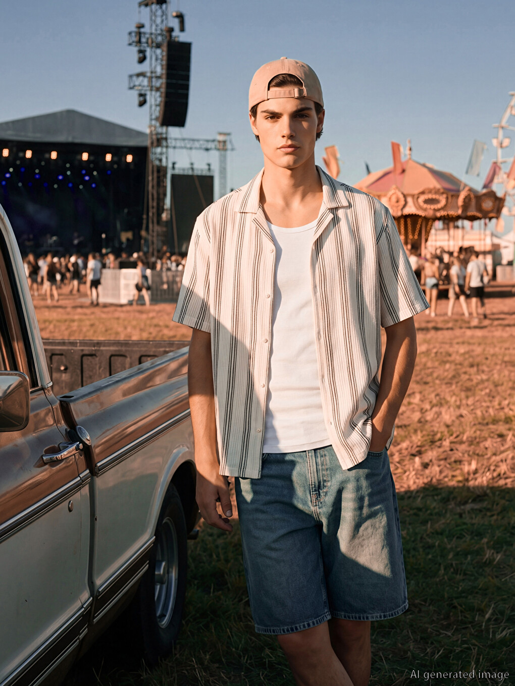 l_20261-s63642z8-ljx-99-76-96-188_5.jpg Regular Fit Camp Collar Striped Men's Shirt - Image 1