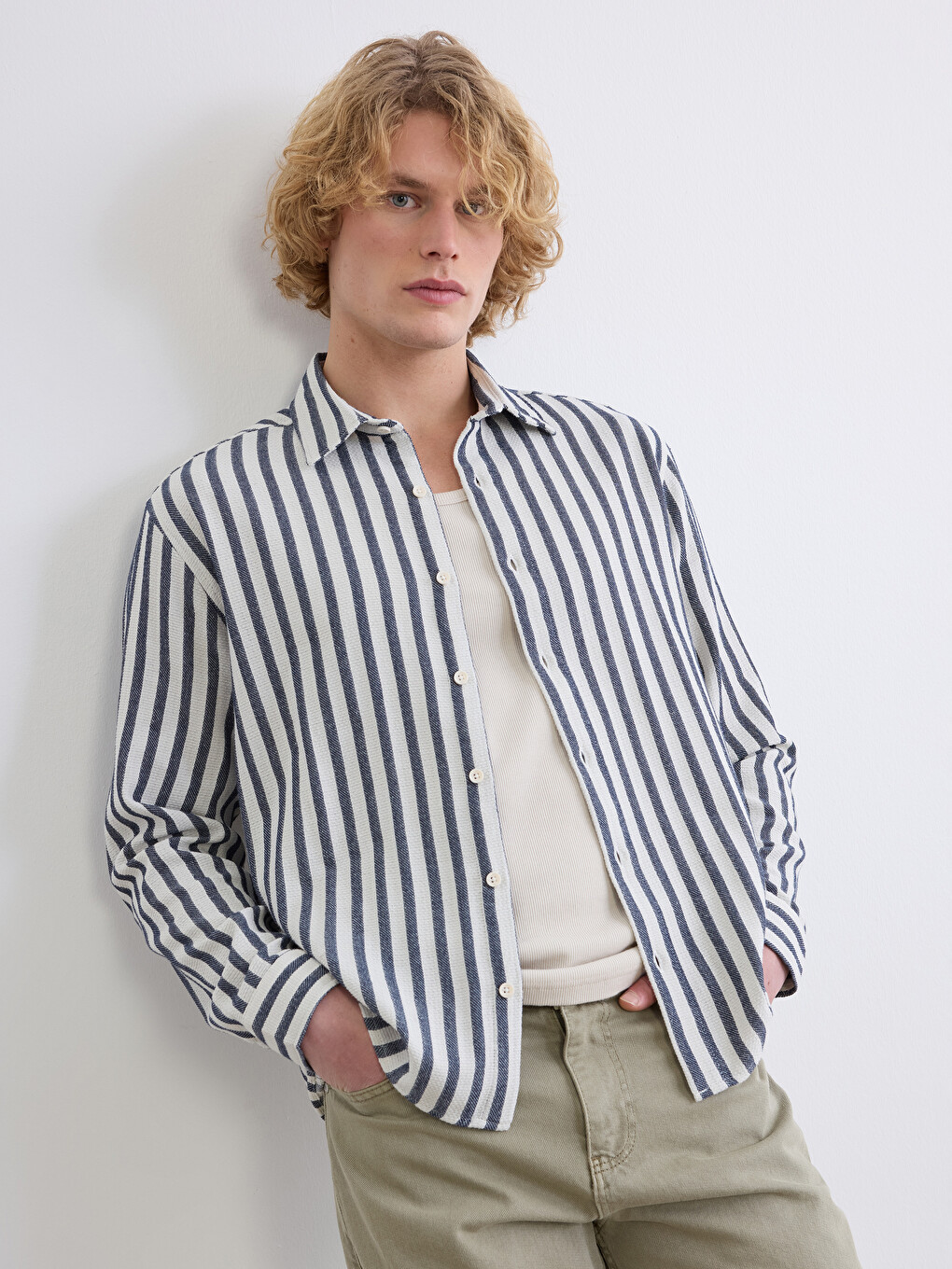 Regular Fit Striped Dobby Men's Shirt
