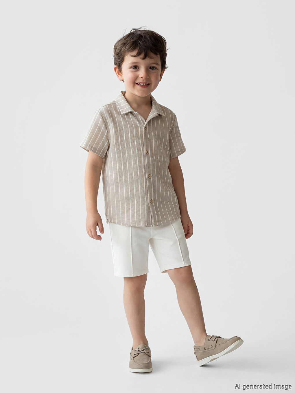 l_20261-s64335z1-elz-116-21_5.jpg Striped Boys' Shirt and Shorts - Image 1