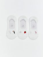 Women's 3-Pack of No-Show Socks with Embroidered Non-Slip Heel