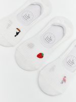 Women's 3-Pack of No-Show Socks with Embroidered Non-Slip Heel - Image 3