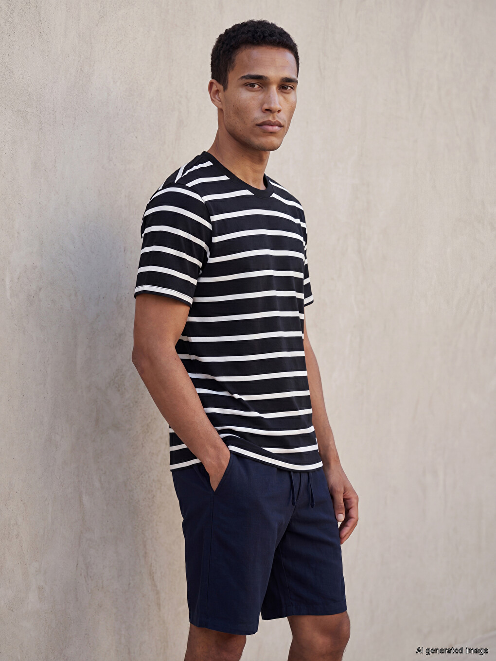 Crew Neck Striped Jersey Men's T-Shirt
