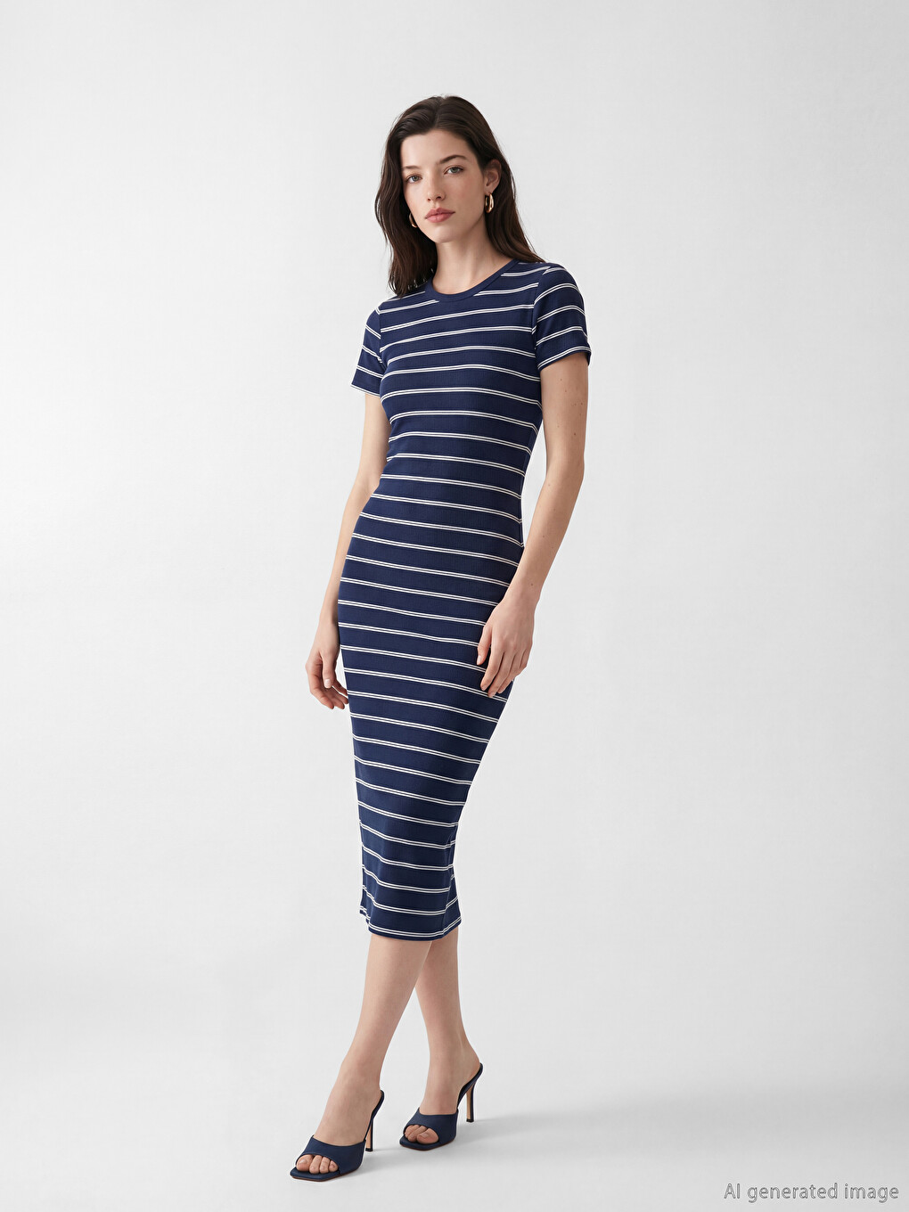 l_20261-s65492z8-lgs-80-62-91-176_a.jpg Crew Neck Striped Dress - Image 1