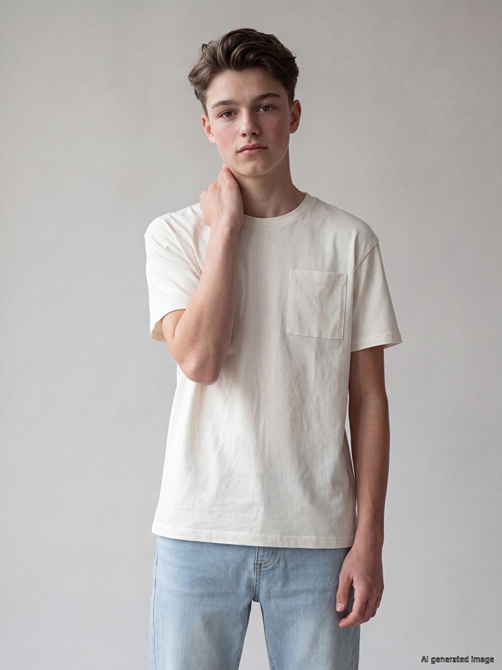 Crew Neck Pocket Boys' T-Shirt