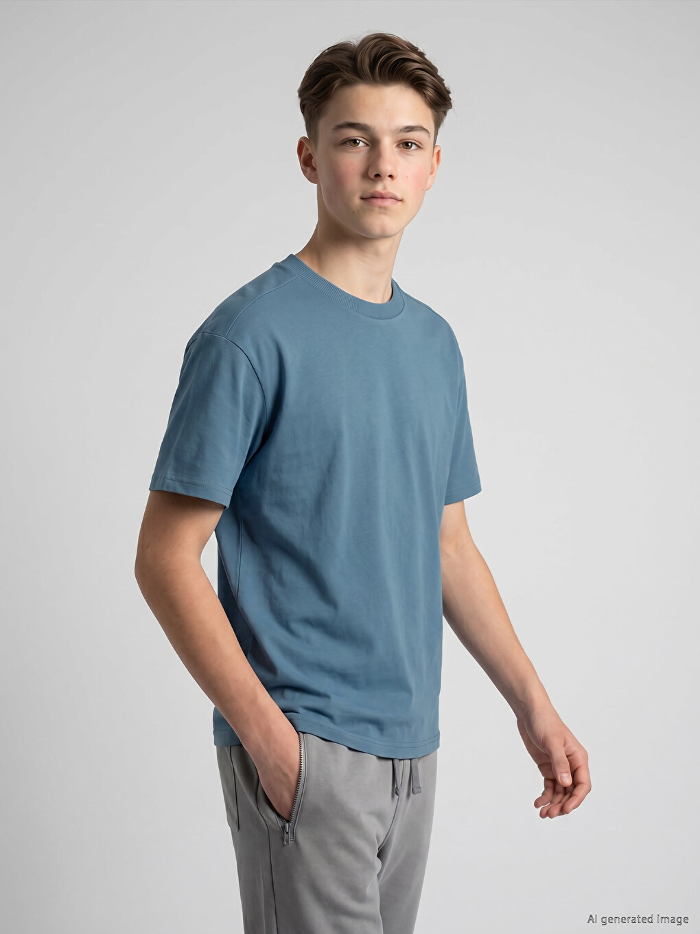 l_20261-s66028z4-myh-170-56_5.jpg Crew Neck Short Sleeve Boys' T-Shirt - Image 1