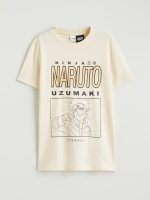 Crew Neck Naruto Printed Boys' T-Shirt