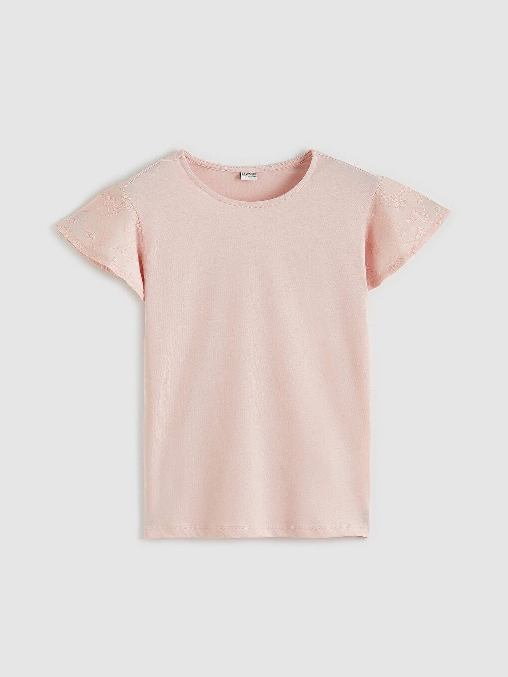 Crew Neck Frill Sleeve Girls' T-Shirt