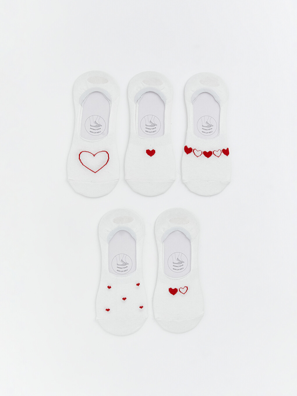 Heart Patterned Women's Ballet Socks 5 Pack