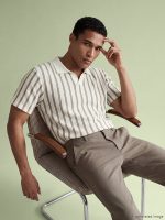 Polo Neck Striped Jersey Men's T-Shirt