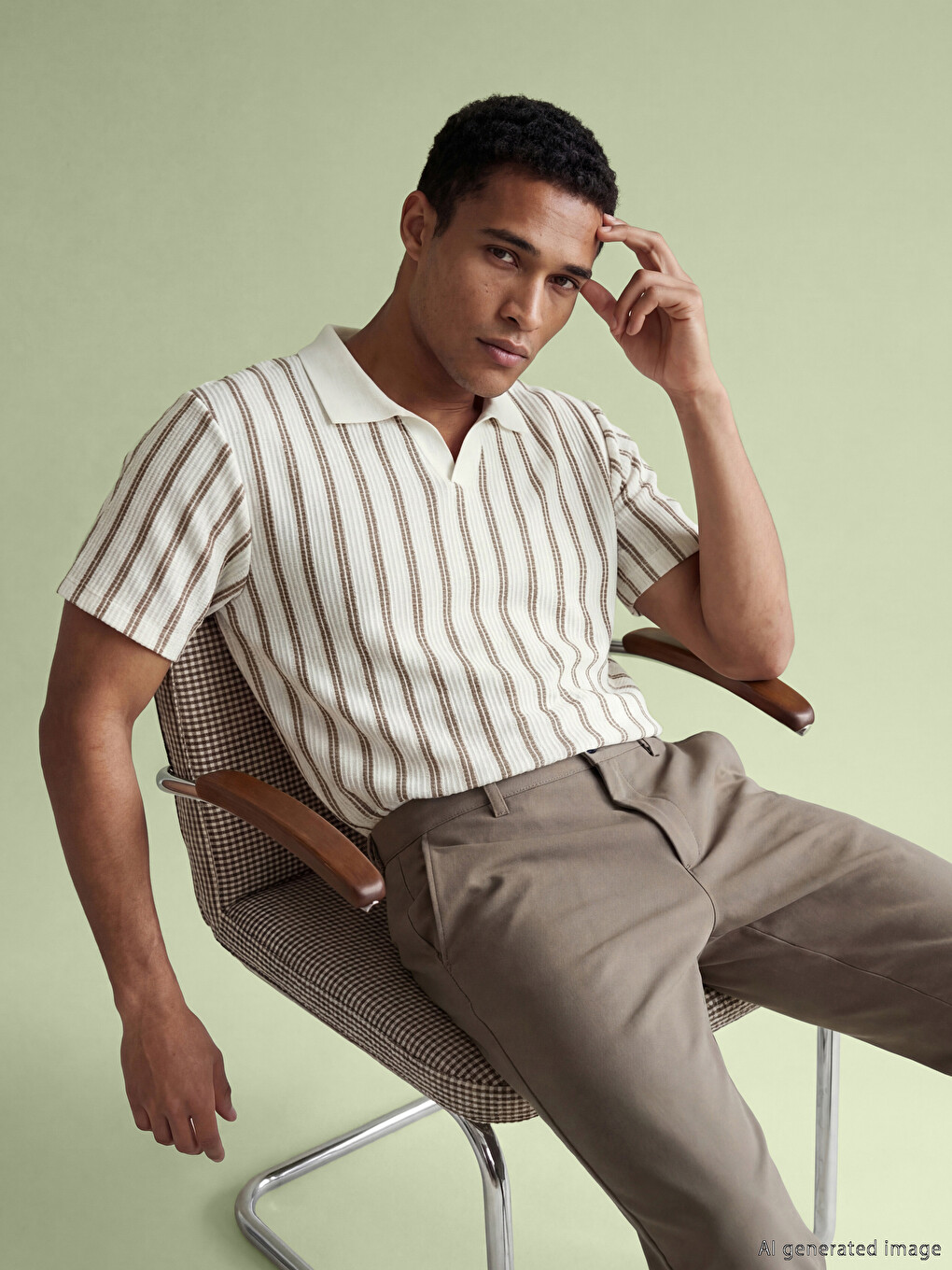 Polo Neck Striped Jersey Men's T-Shirt