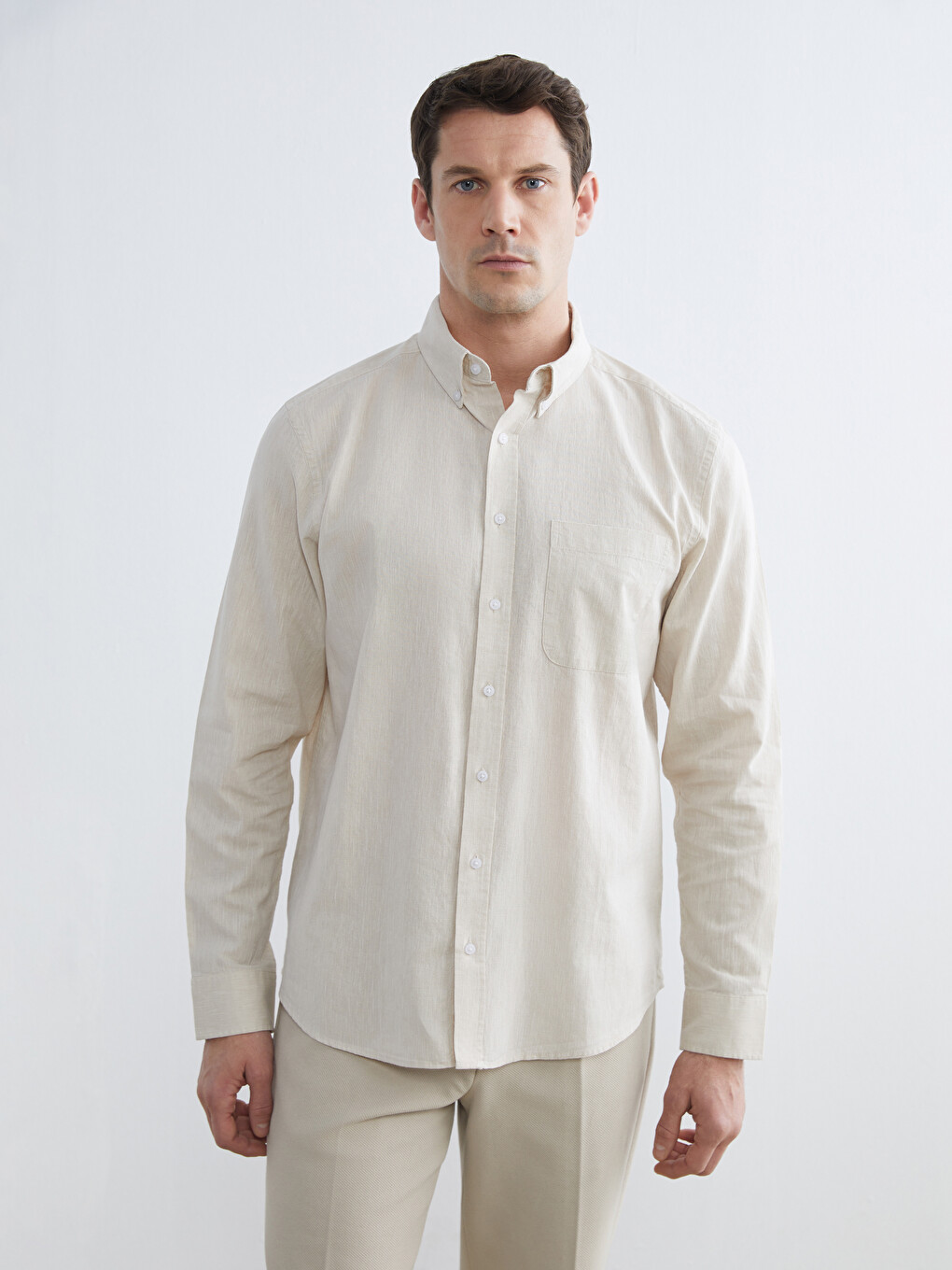 Men's Regular Fit Linen Blend Shirt