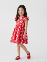 Crew Neck Girls' Poplin Dress