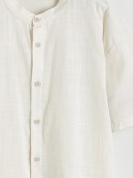 Grandad Collar Short Sleeve Boys' Muslin Shirt - Image 3