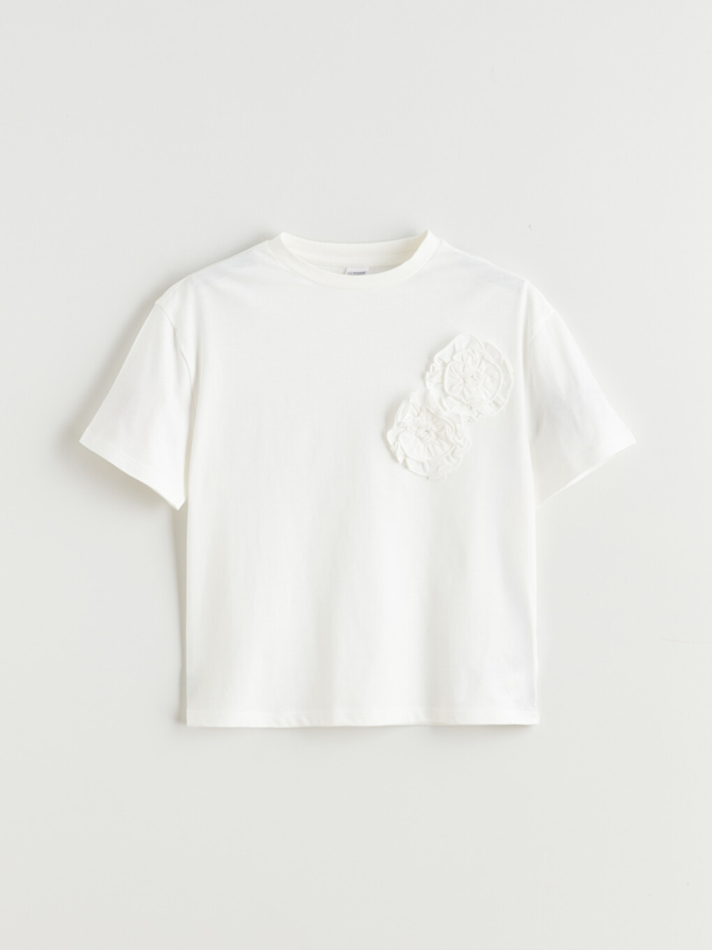 l_20261-s69091z4-fdu_a.jpg Flower Detailed Crew Neck Girls' T-Shirt - Image 1