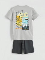Printed Boys' Shortie Pyjamas Set - Image 2