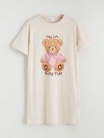 Teddy Bear Printed Girls' Nightdress