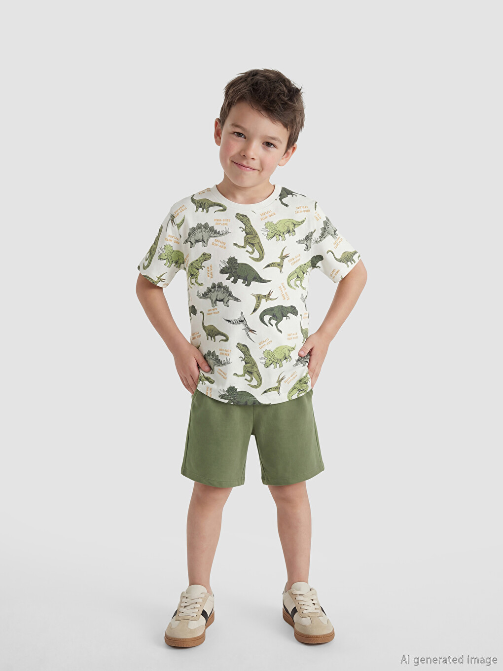 Dinosaur Print Boys' T-Shirt and Shorts