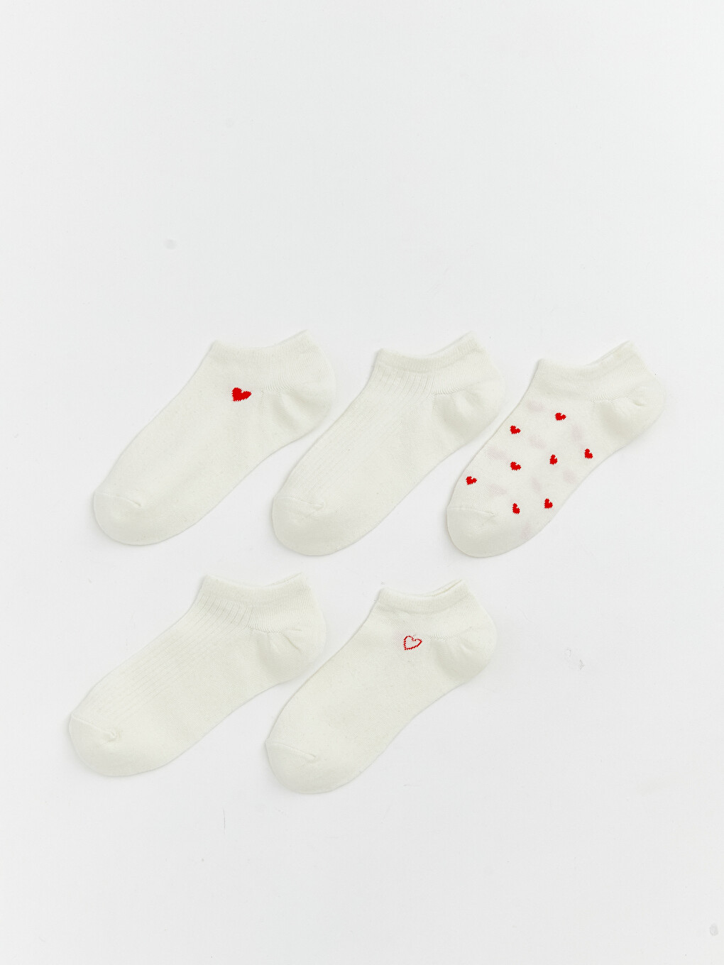 Heart Patterned Women's Sneaker Socks 5-Pack