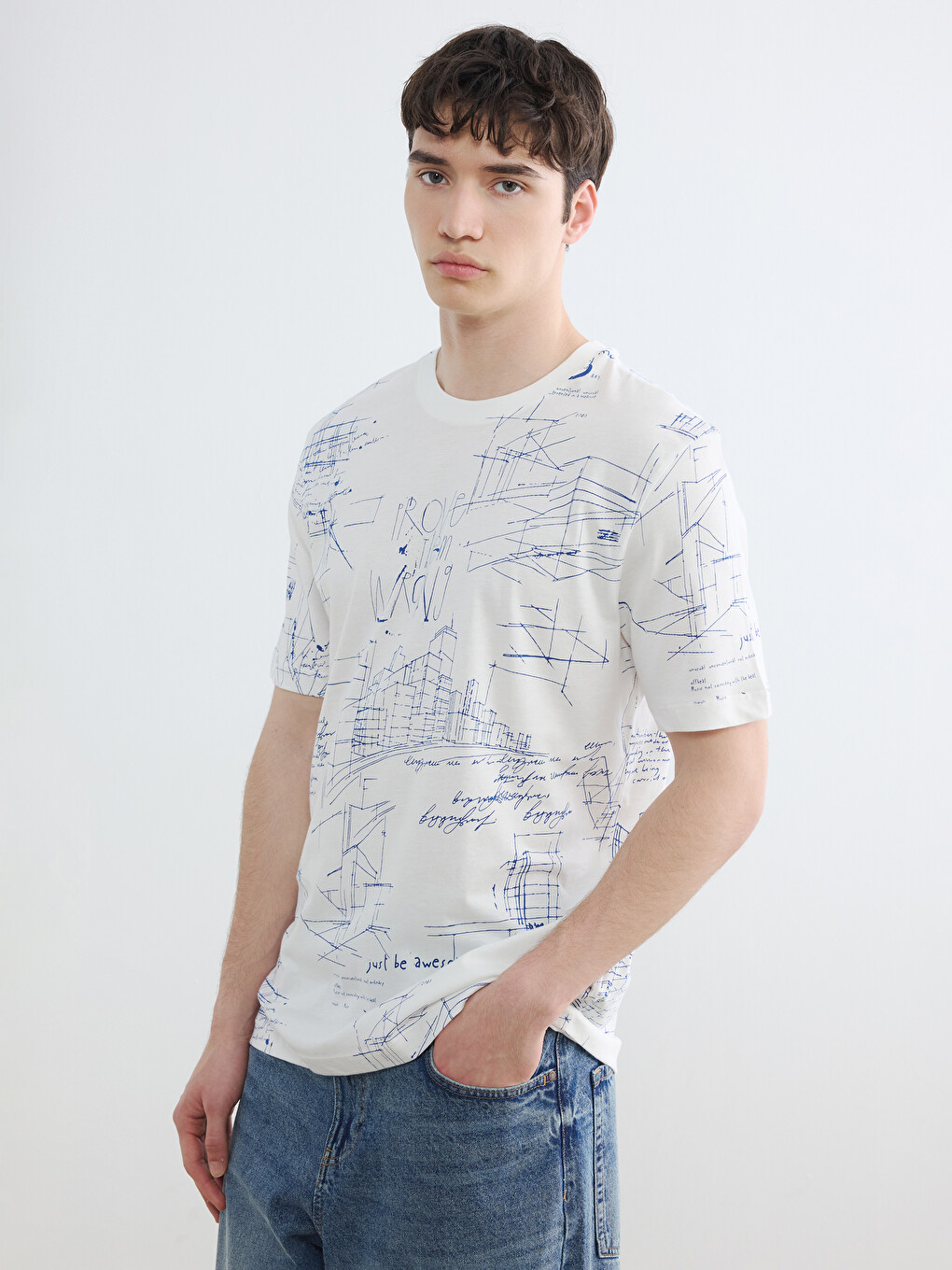 Crew Neck Printed Jersey Men's T-Shirt