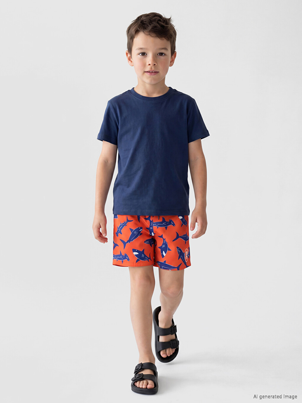 Elasticated Waist Printed Boys' Swimming Shorts