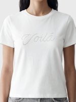 Crew Neck Rhinestone Embellished Blouse - Image 3