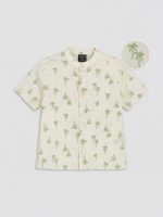 Grandad Collar Printed Poplin Boys' Shirt - Image 2