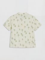 Grandad Collar Printed Poplin Boys' Shirt - Image 3