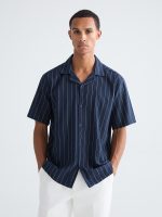 Regular Fit Resort Collar Striped Men's Shirt