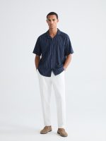 Regular Fit Resort Collar Striped Men's Shirt - Image 2