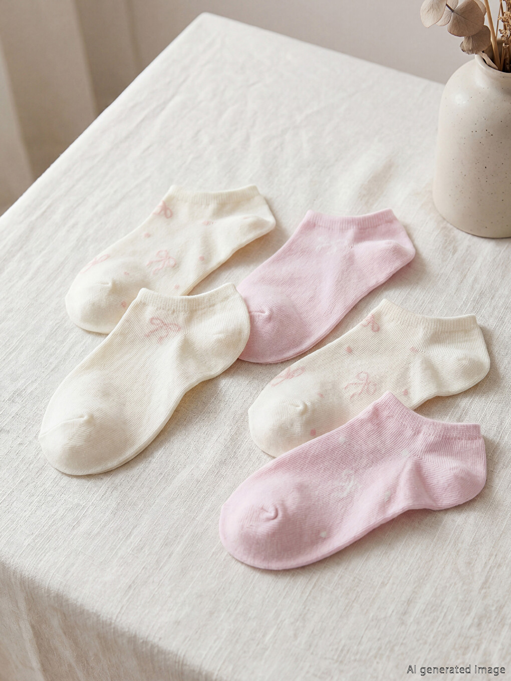 Bow Patterned Women's Trainer Socks 5-pack