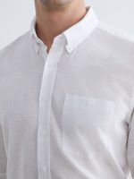Regular Fit Linen Blend Men's Basic Shirt - Image 3