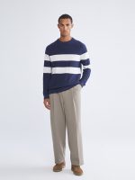 Striped Crew Neck Knit Sweater for Men - Image 2