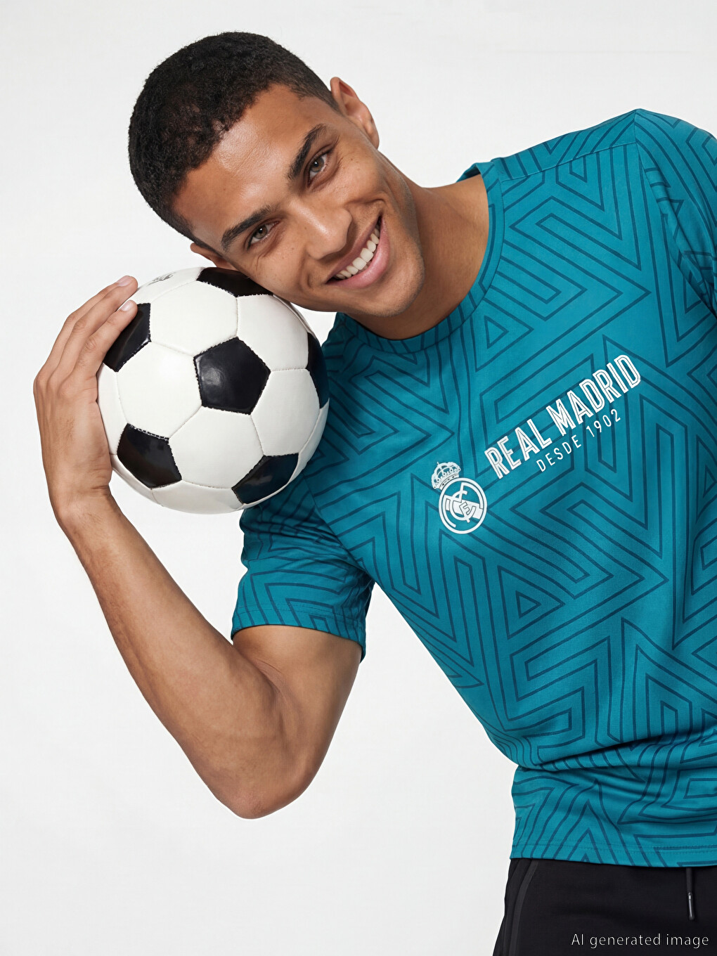 Crew Neck Real Madrid Printed Men's Sports T-Shirt