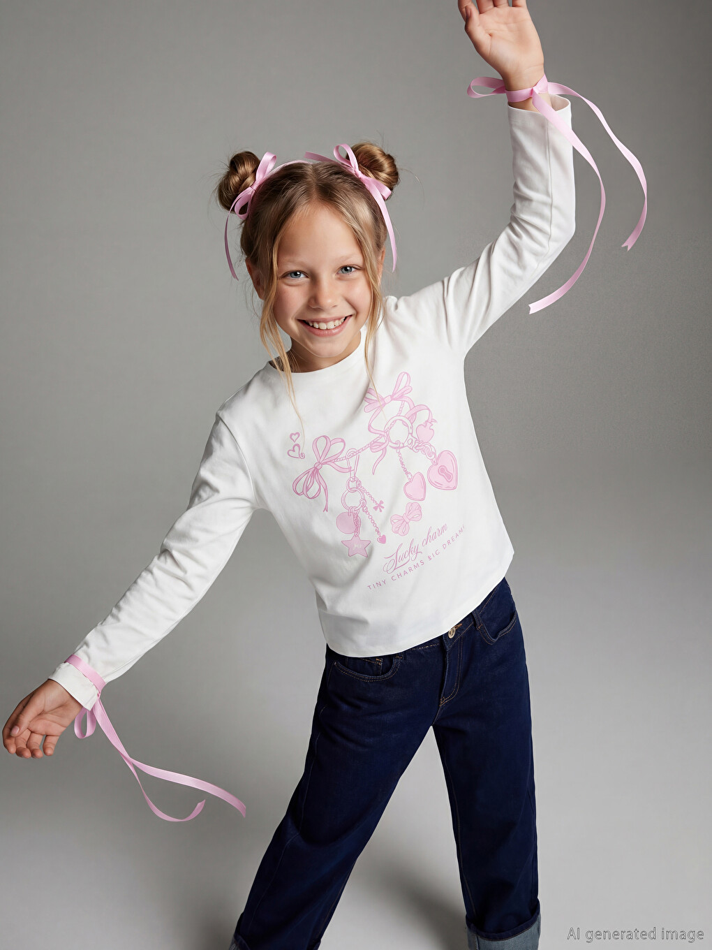 l_20261-s66829z4-r9j_5.jpg Crew Neck Printed Girls' T-Shirt - Image 1