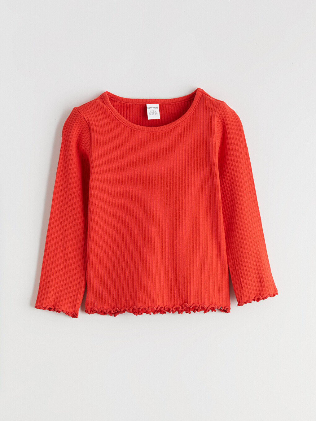 Crew Neck Girls' Ribbed T-Shirt