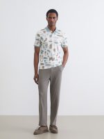 Polo Collar Patterned Pique Men's T-Shirt - Image 2