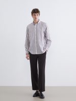 Classic Fit Long Sleeve Striped Men's Shirt - Image 4