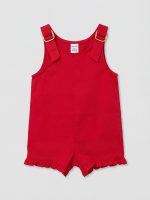 Ruffled Square Neck Girls' Gabardine Short Jumpsuit