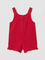 Ruffled Square Neck Girls' Gabardine Short Jumpsuit - Image 2