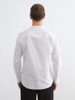 Regular Fit Striped Men's Shirt with a Mandarin Collar - Image 4